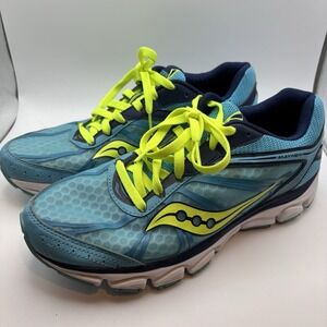 Saucony Womens Freedom Turquoise Blue Yellow Running Shoes Sneakers Size 10
